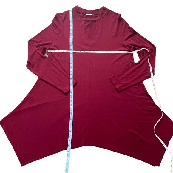 JODIFL Bordeaux Dark red long sleeve tunic with asymmetrical hemline, Sz. L - Picture 7 of 7